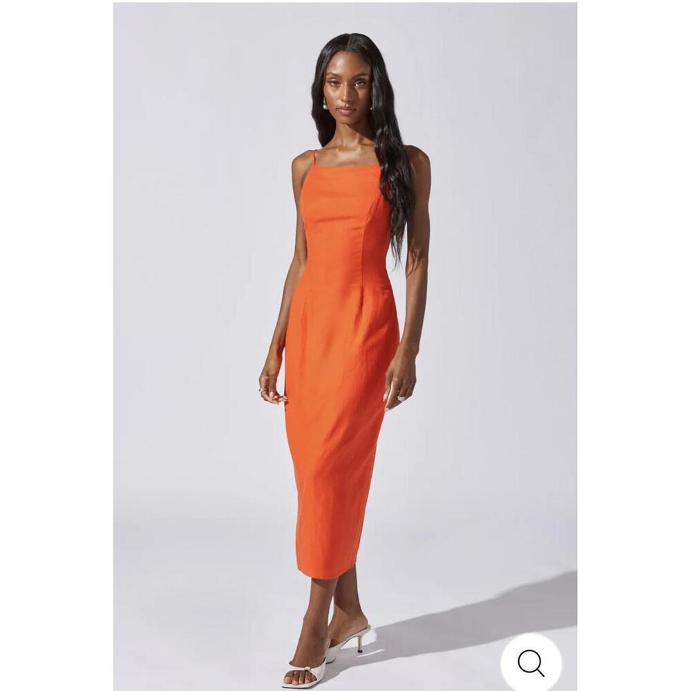 ASTR Open Back Linen Blend Dress [COPY]